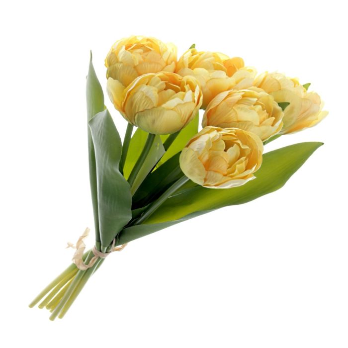 Bi-Coloured Double Tulip Bundle - Yellow (6 heads, 40cm long