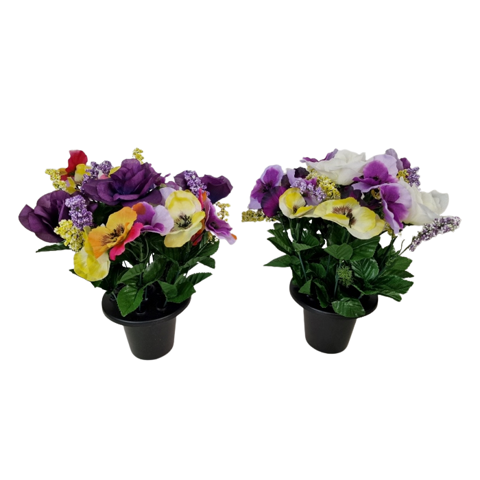 Pansy/Rose Gravepot 30cm Assorted Colours x 2pcs