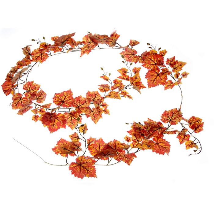 Grape Ivy Garland - Orange (2.5m long with 144 leaves)