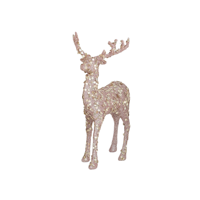 30cm Sequin Reindeer Ornament Rose Gold
