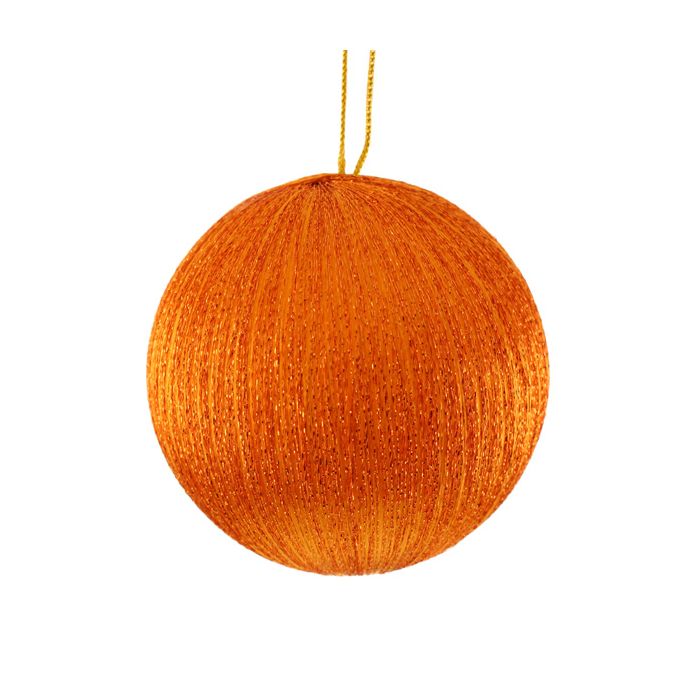 8cm Spun Metallic Bauble Orange