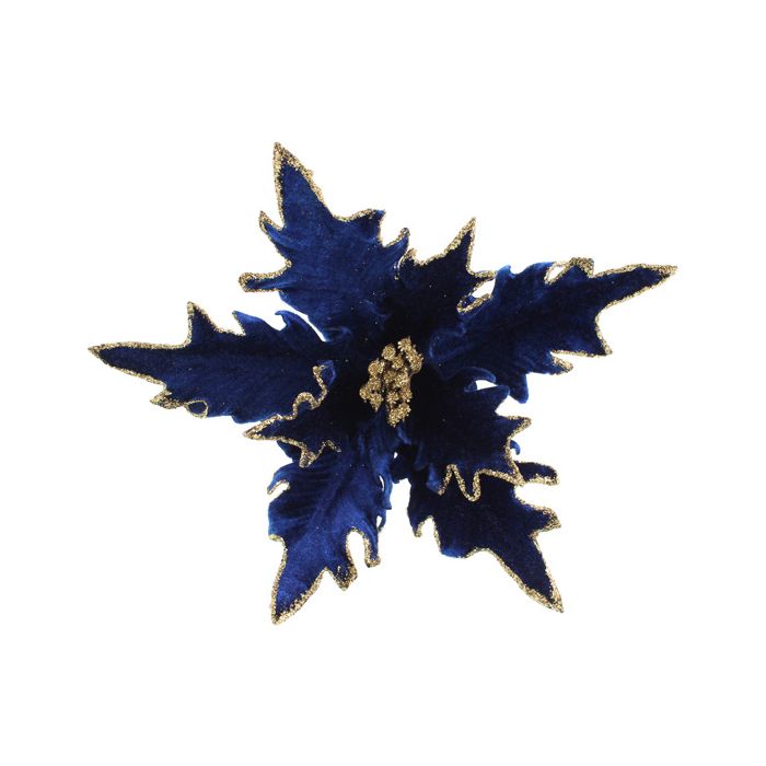 25cm Poinsettia Flower Clip Blue