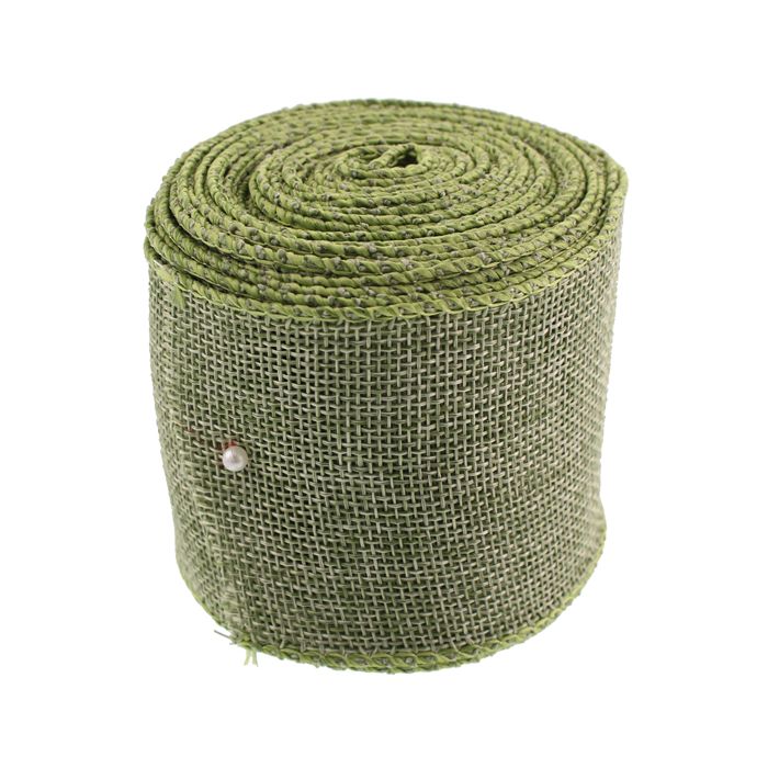 6.4cm x 9.14m Faux Jute Ribbon Green