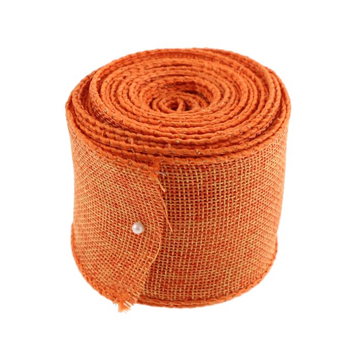 6.4cm x 9.14m Faux Jute Ribbon Orange