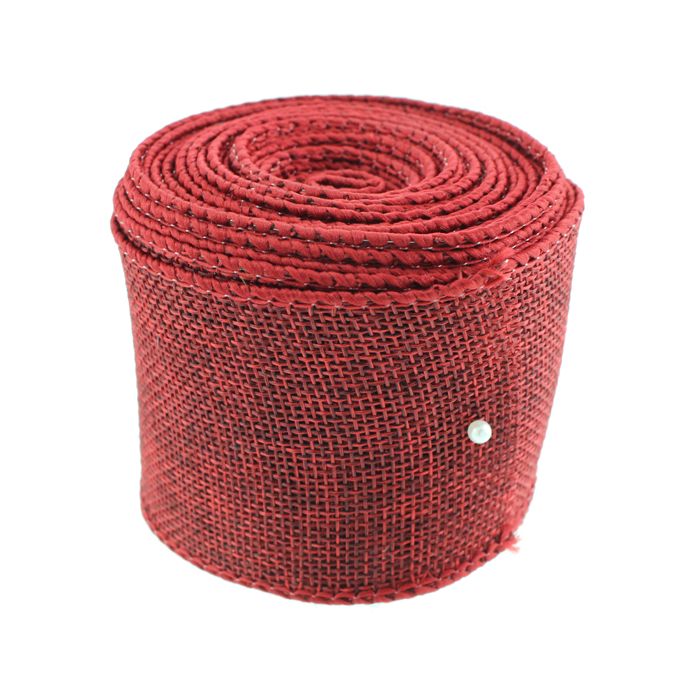 6.4cm x 9.14m Faux Jute Ribbon Burgundy