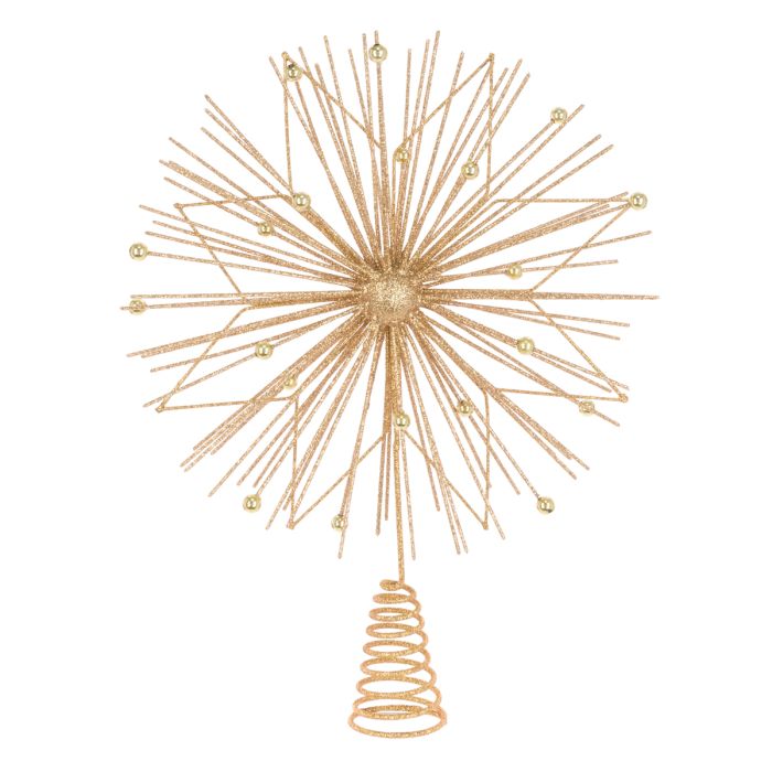 Glitter Star Spray Tree Topper Gold