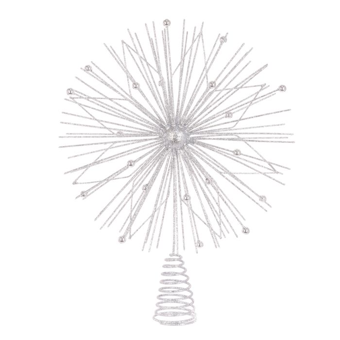 Glitter Star Spray Tree Topper Silver