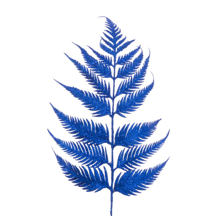 Sparkle Leather Fern Leaf 55cm D Blue