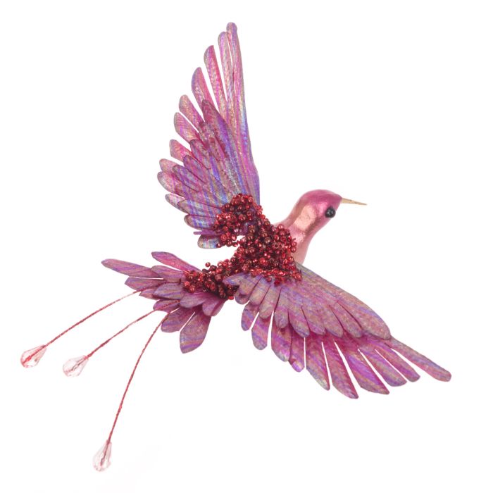 Beaded Hummingbird Clip 20cm D Pink