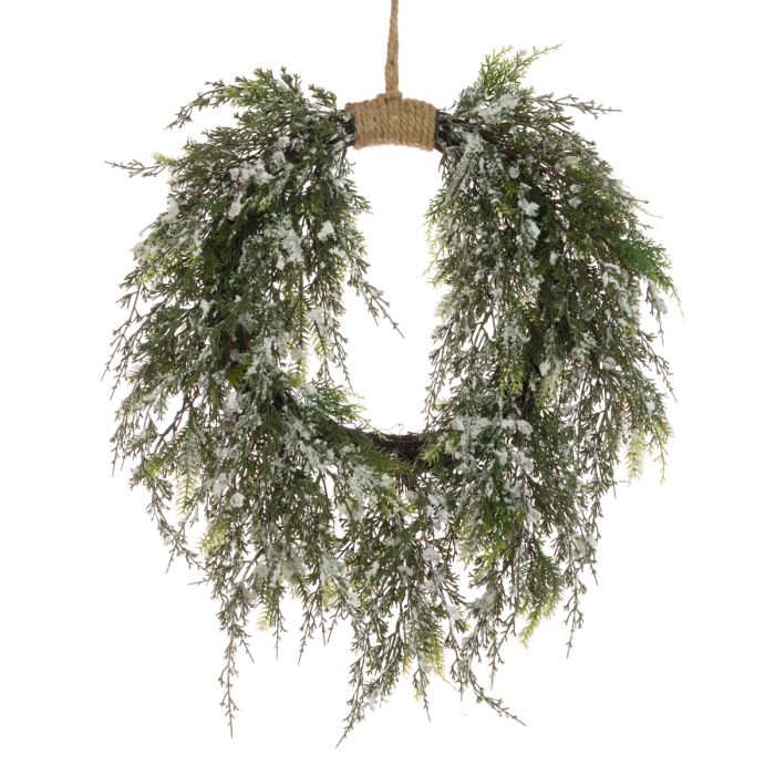 Snowy Cedar Jute Wreath 64cm