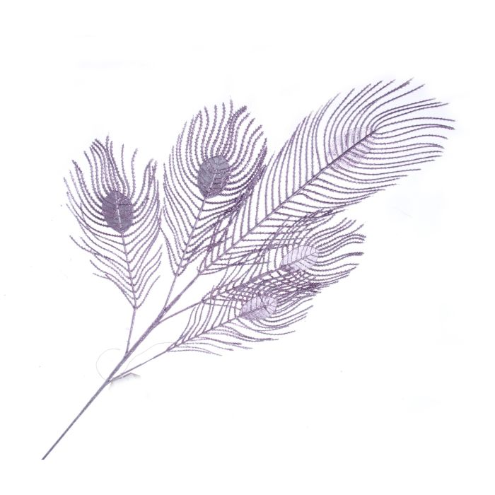Glittered Peacock Feather Spray - Pink (93cm long)