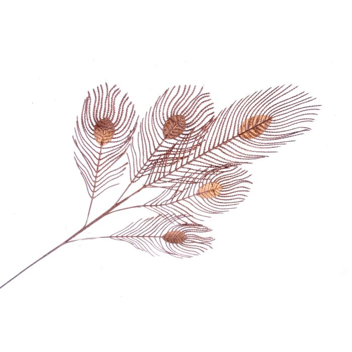 Glittered Peacock Feather Spray - Copper (93cm long)
