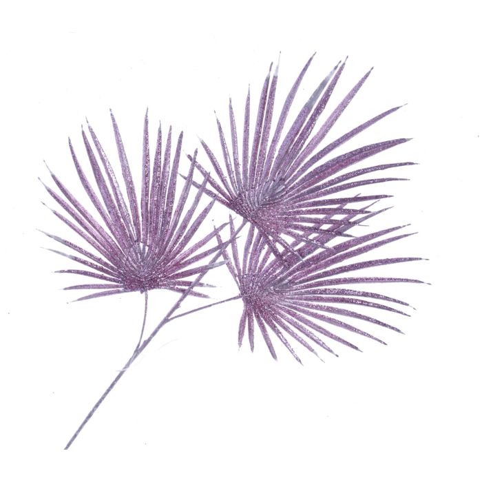 Glittered Fan Palm Leaves - Pink (3 leaves, 74cm long)