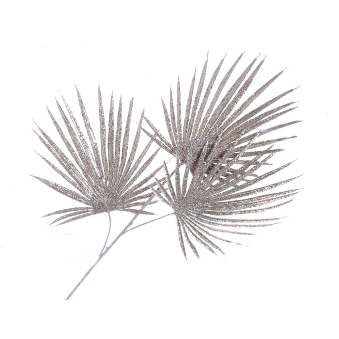 Glittered Fan Palm Leaves - Champagne (3 leaves, 74cm long)
