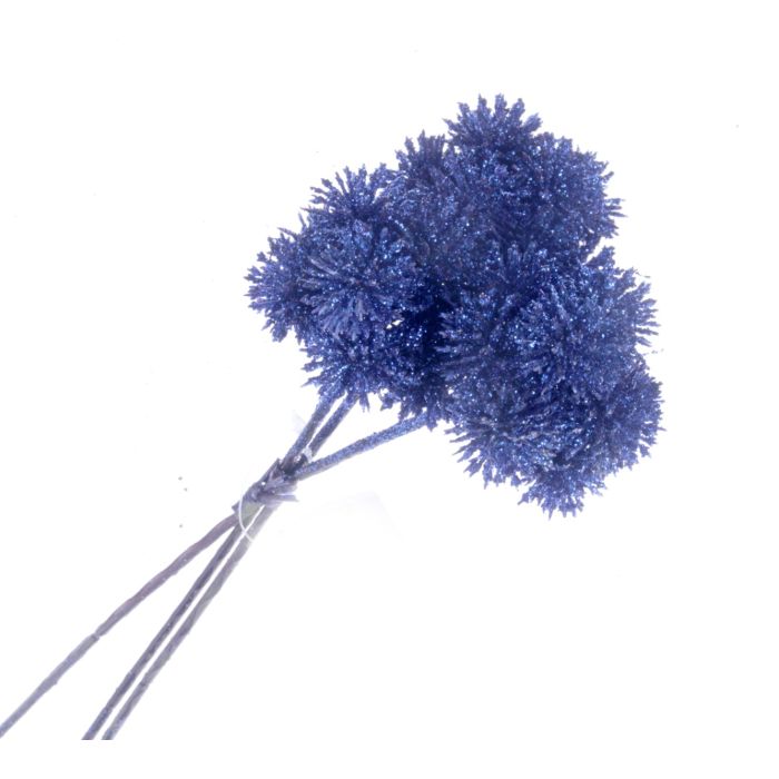 Glittered Echinops Bundle - Blue (3 stems, 26cm long)