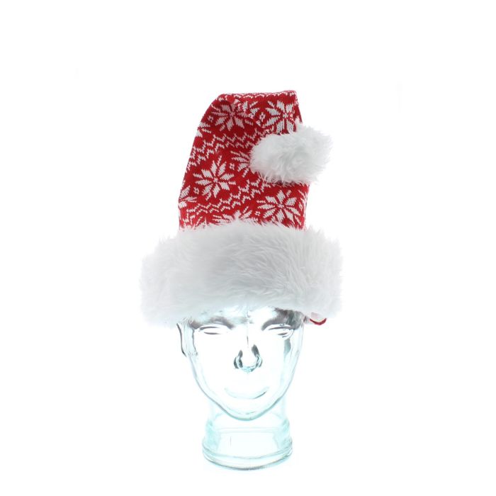 45cm Red/White Nordic Pattern Santa Hat