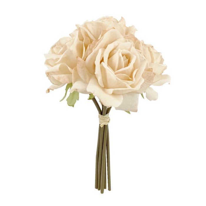 28cm Peach Dried Look Rose Posy x 5 Heads