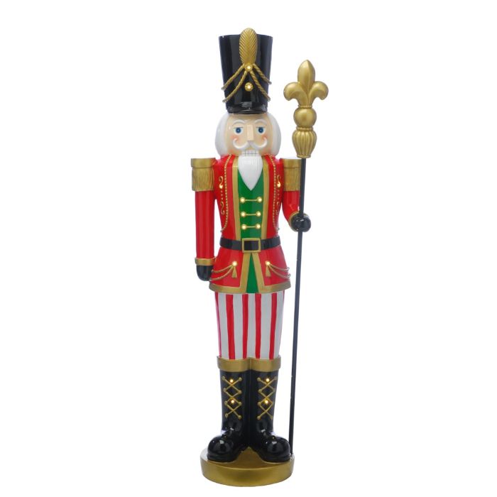 157cm B/O Polyresin Nutcracker Holding Staff