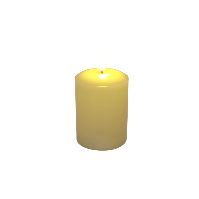 LED Wax Candle with 3D Flame Ivory (7.5cm x 10cm height)