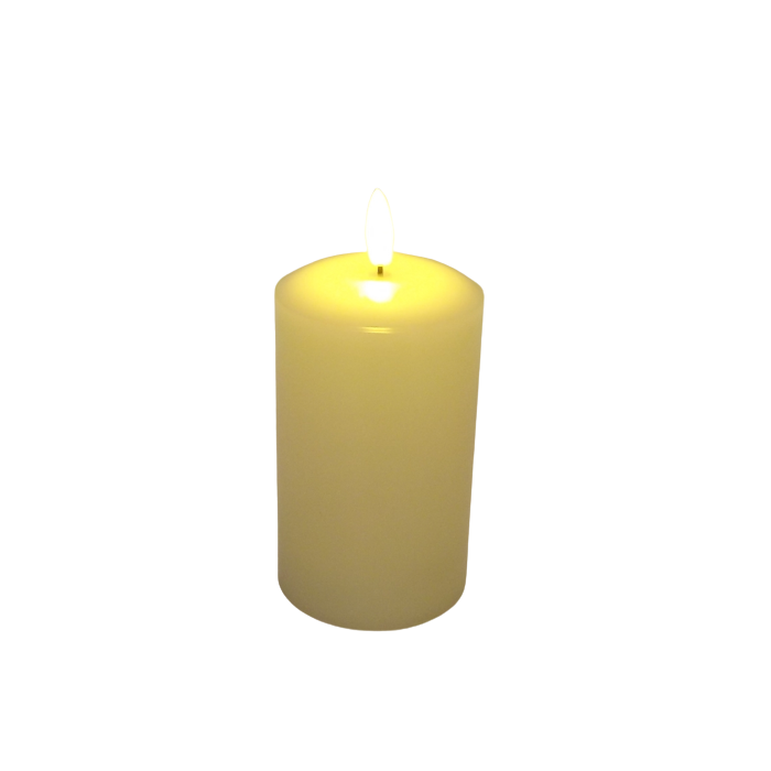 LED Wax Candle with 3D Flame - Ivory (7.5cm  x 12.5cm height)