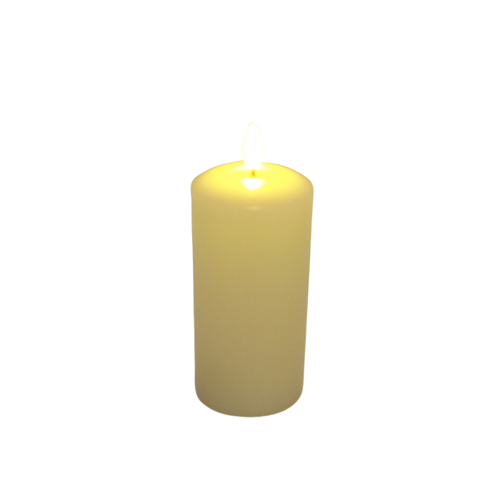 LED Wax Candle with 3D Flame - Ivory (7.5cm  x 15cm height)