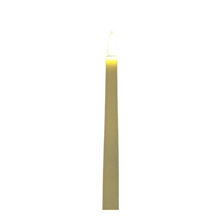 LED Wax Taper Candles with 3D Flame - Ivory 30cm x 2