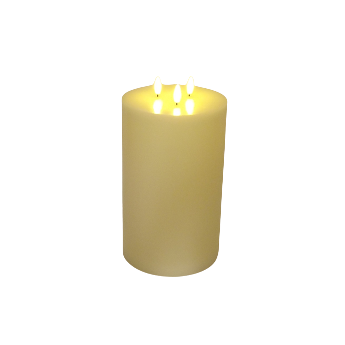 LED Wax Candle with 3D Flame - Ivory (15cm  x 25cm height)
