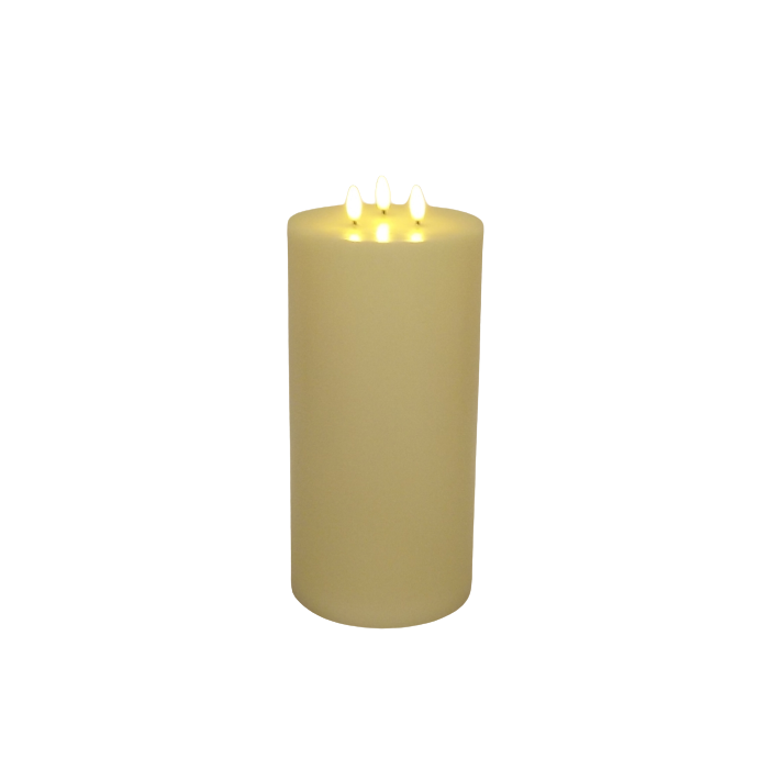 LED Wax Candle with 3D Flame - Ivory (15cm  x 30cm height)