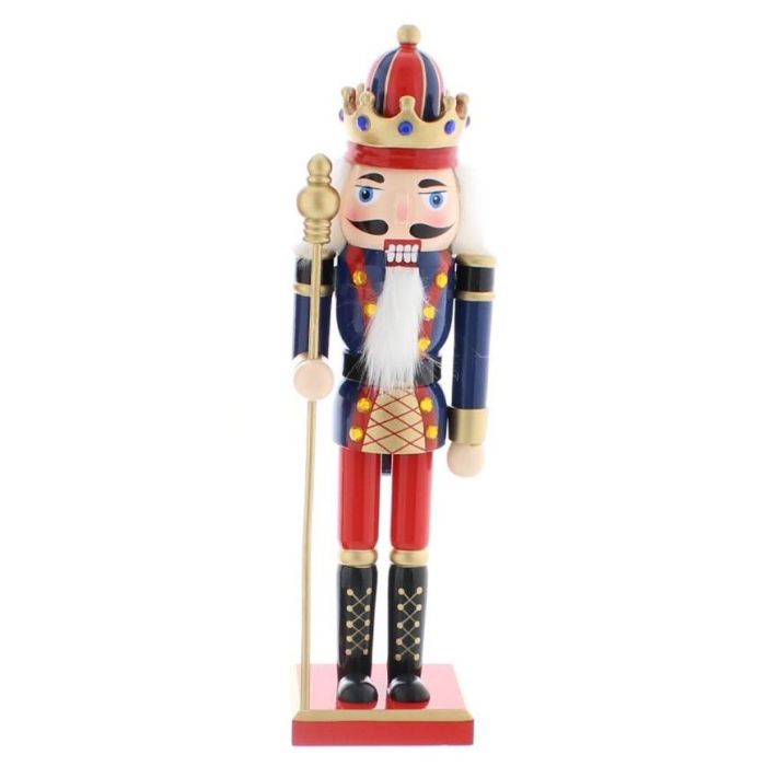 30cm Red/Blue Nutcracker W/Staff