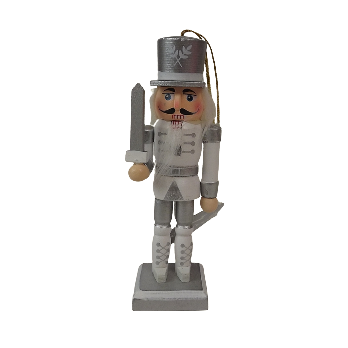 12cm Silver/White Nutcracker W/Sword