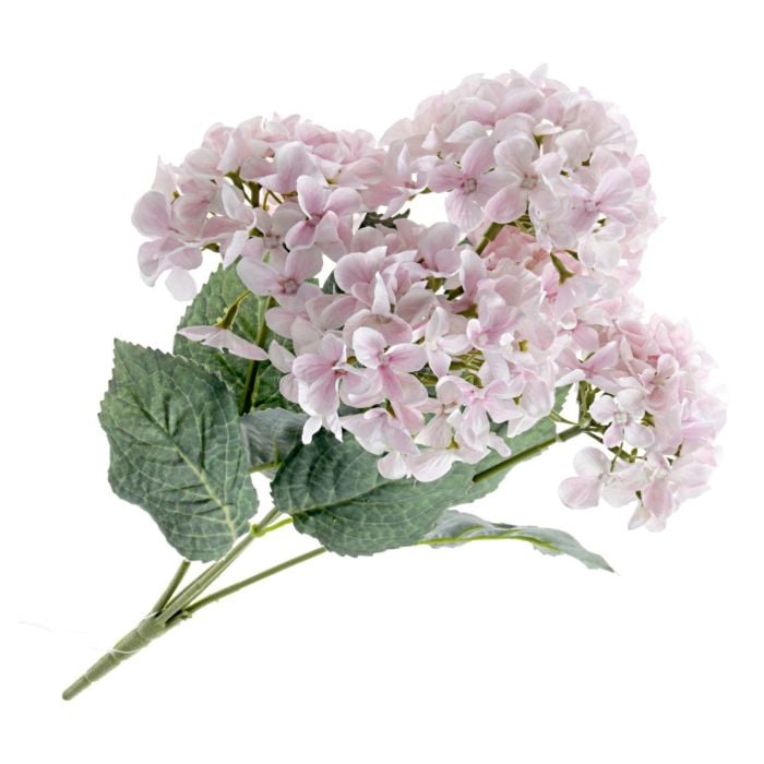 Artificial Hydrangea Bush - Light Pink (5 heads, 43cm long)