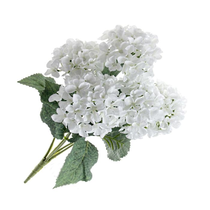 Artificial Hydrangea Bush - White (5 heads, 43cm long)