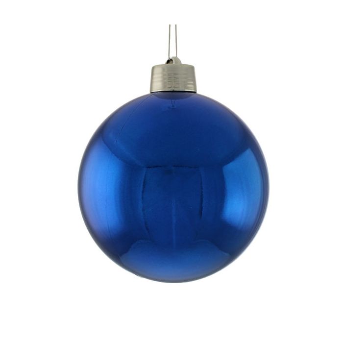 20cm Plastic Shiny Bauble Blue