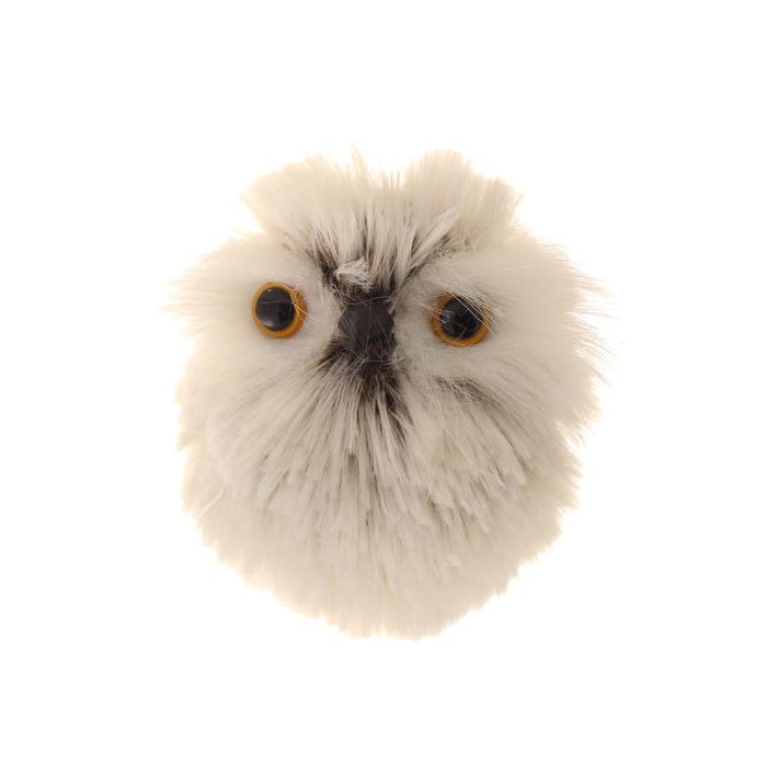 6.5cm Faux Fur Owl with Hanger Grey