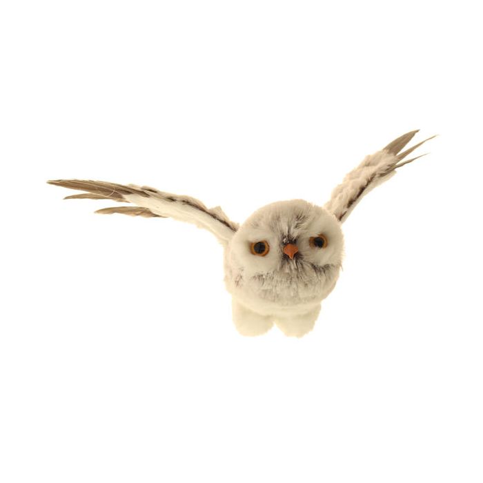 17cm Faux Fur Owl with Hanger Grey