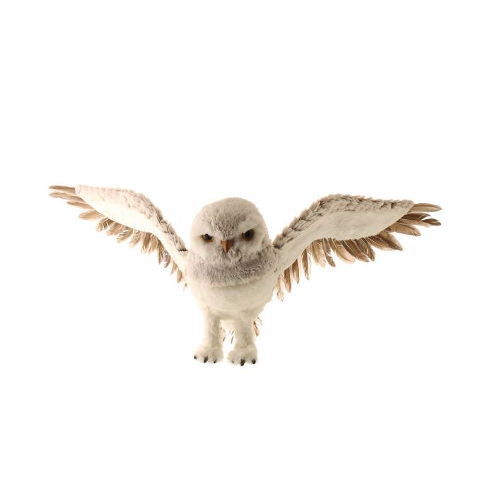 72 x 23cm Faux Fur Owl with Hanger Grey
