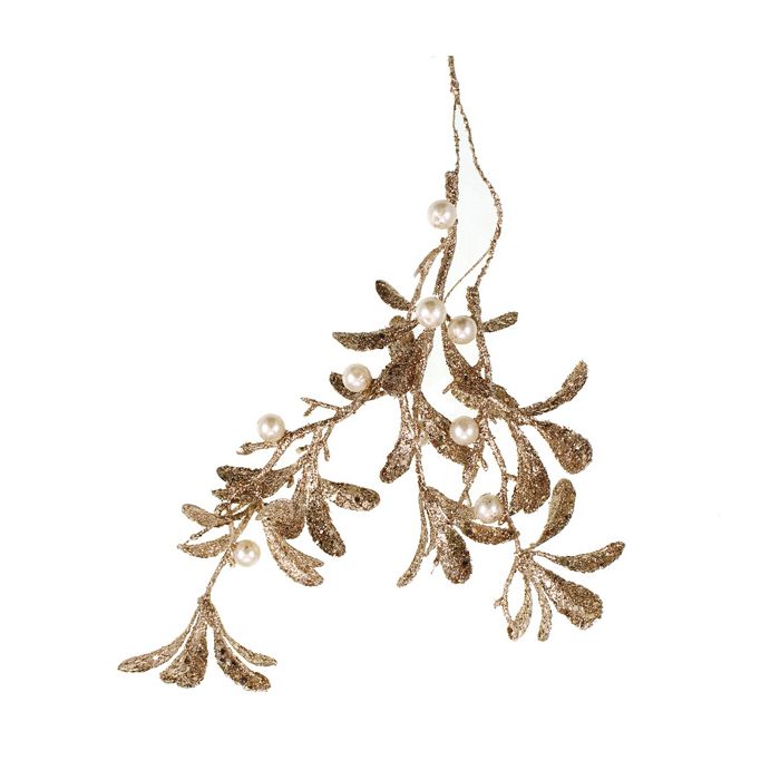 35cm Hanging Mistletoe Decoration Champagne