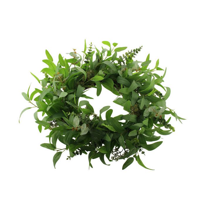 54cm Mixed Foliage Wreath Green