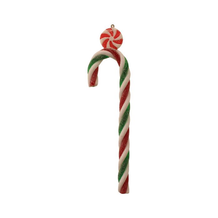 18cm Candy Cane with Hanger Green/White/Red