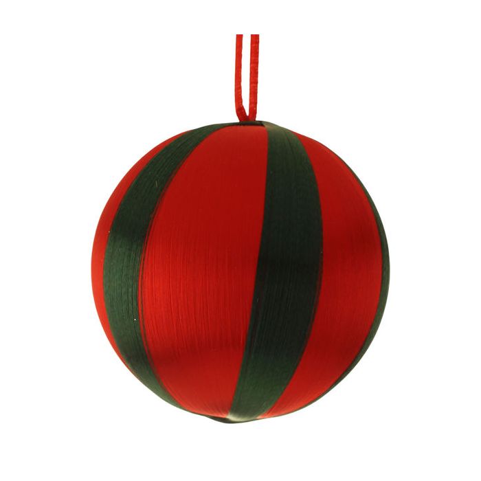 8cm Spun Metallic Bauble Red/Green