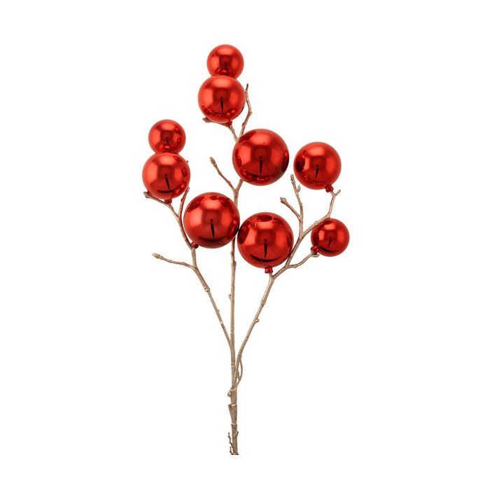 53cm Shiny Bauble Spray Red