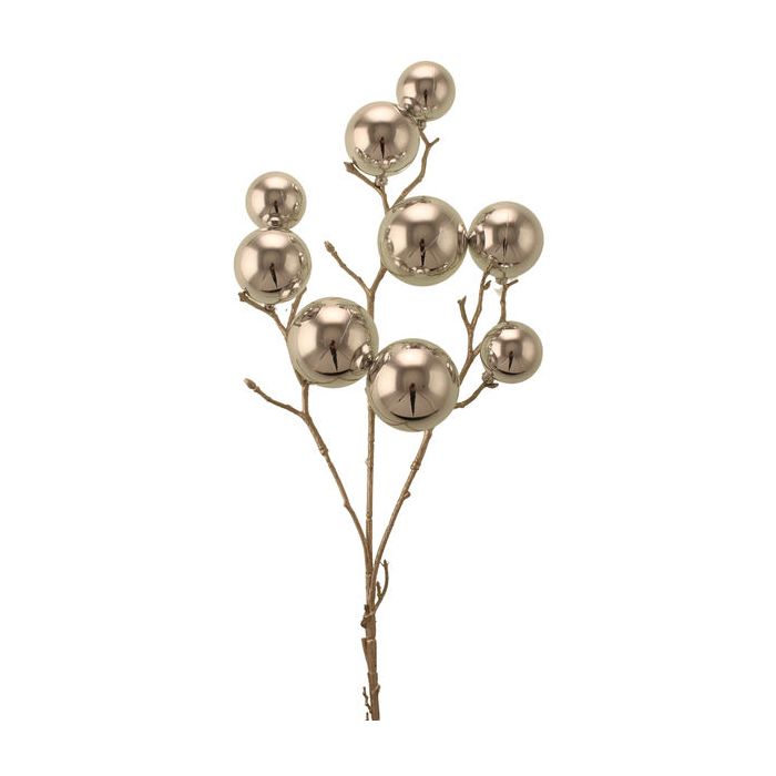 53cm Shiny Bauble Spray Silver