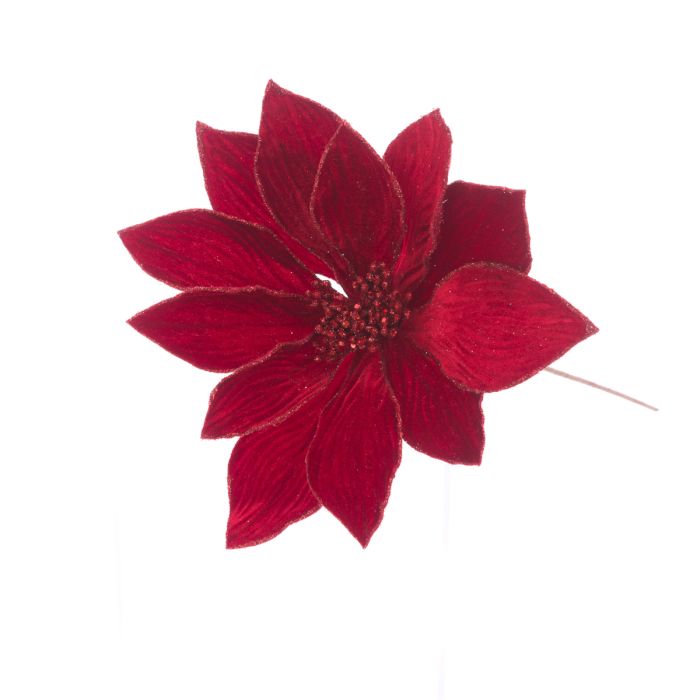 Glitter Tipped Poinsettia 48cm Red