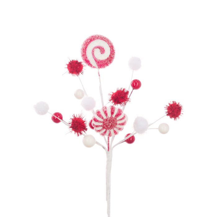 Frosted Candy/Pom Pick 25cm