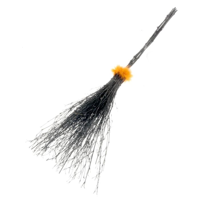 Witches Broomstick Black/Orange 100cm