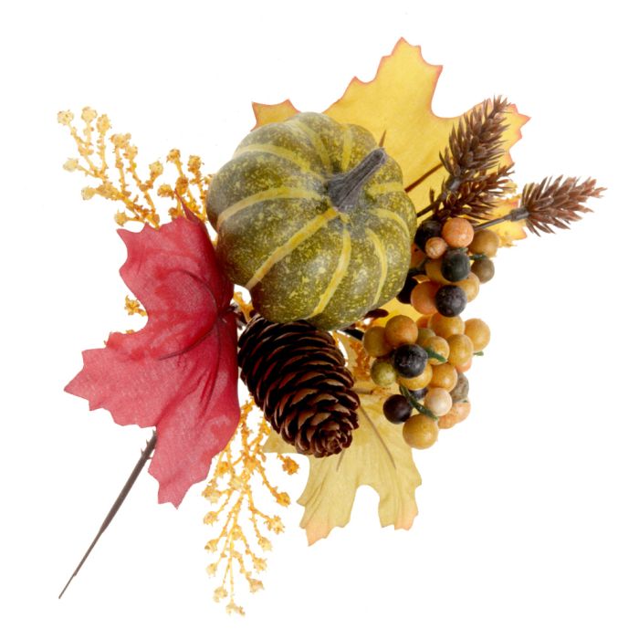 Pumpkin & Pinecone Pick - Brown & Orange x 3