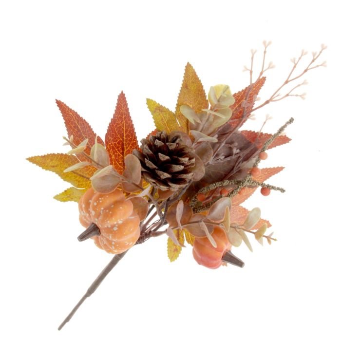 Pumpkin & Eucalyptus Branch - White/Brown 37cm