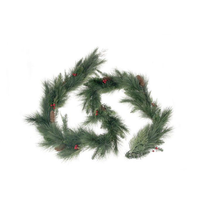 Deluxe Cone & Berry Garland - Green (120 tips, 275cm long)