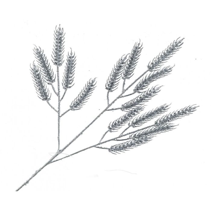 Glittered Wheat Spray - Silver (70cm long)