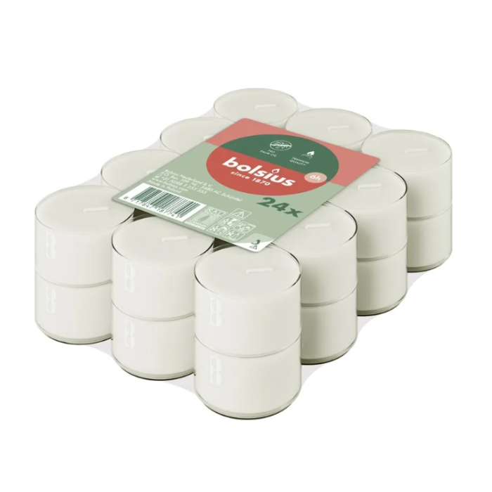 Bolsius Clear Cup Tealights x 24